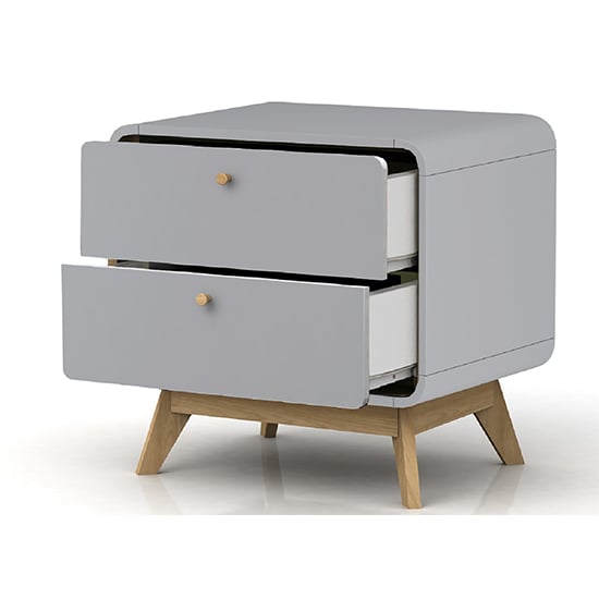 Clive Wooden Bedside Cabinet With 2 Drawers In Grey