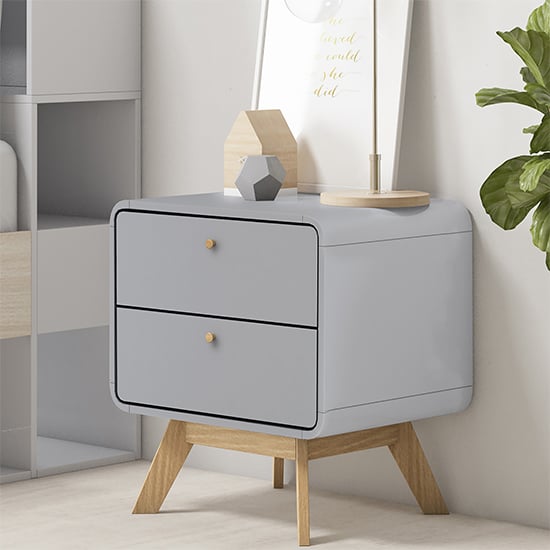 Read more about Clive wooden bedside cabinet with 2 drawers in grey