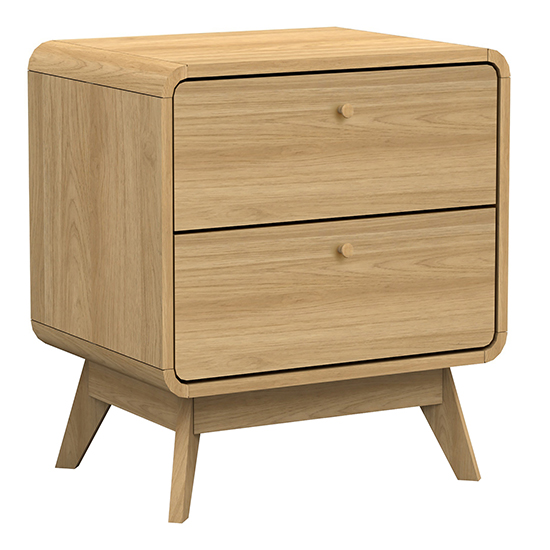 Clive Wooden Bedside Cabinet With 2 Drawers In Oak