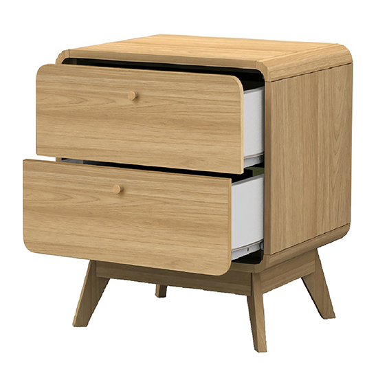 Clive Wooden Bedside Cabinet With 2 Drawers In Oak