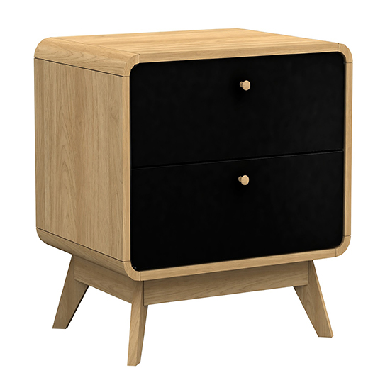 Clive Wooden Bedside Cabinet With 2 Drawers In Oak And Black