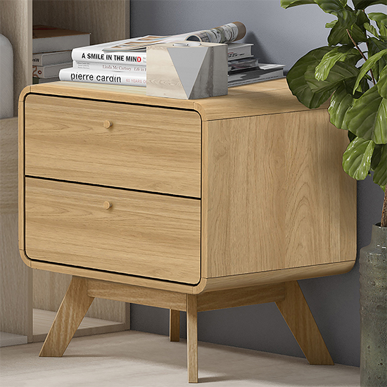 Read more about Clive wooden bedside cabinet with 2 drawers in oak
