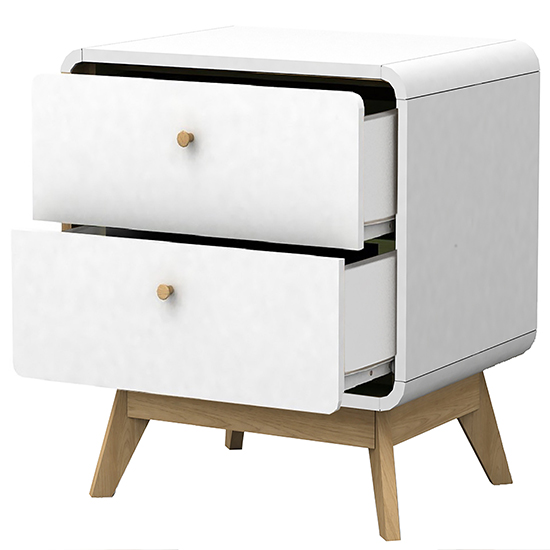 Clive Wooden Bedside Cabinet With 2 Drawers In White