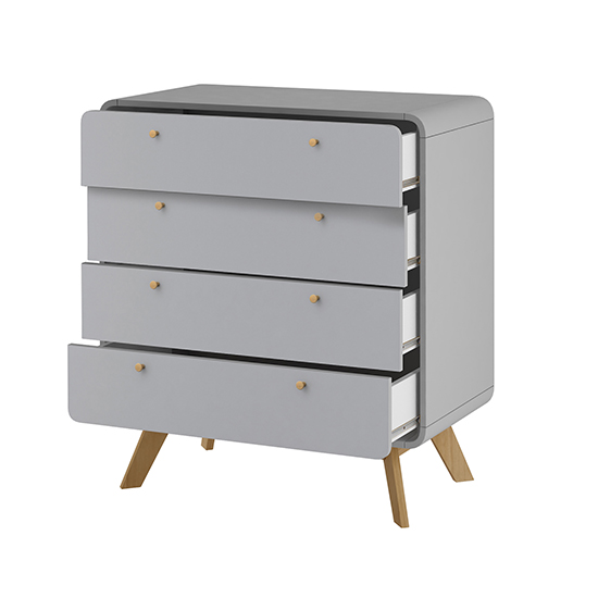 Clive Wooden Chest Of 4 Drawers In Grey