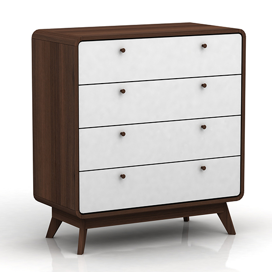 Clive Wooden Chest Of 4 Drawers In Walnut And White