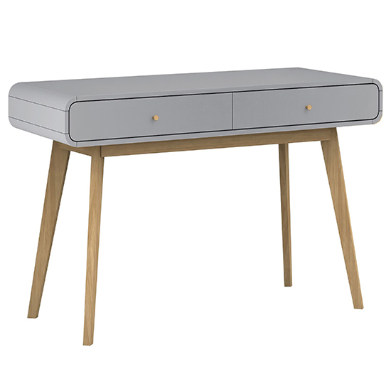 Clive Wooden Computer Desk With 2 Drawers In Grey
