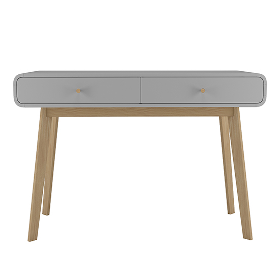 Clive Wooden Computer Desk With 2 Drawers In Grey