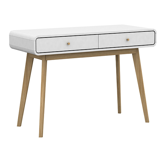 Clive Wooden Computer Desk With 2 Drawers In White