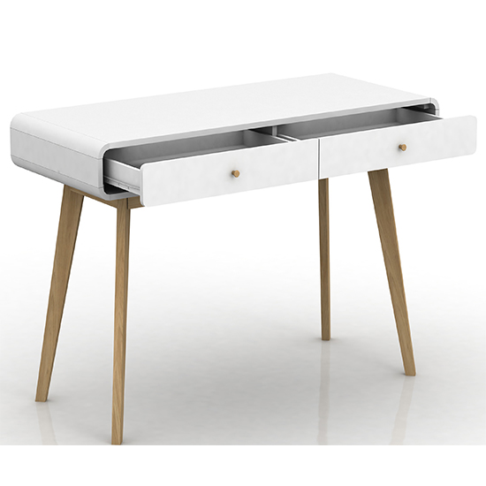 Clive Wooden Computer Desk With 2 Drawers In White