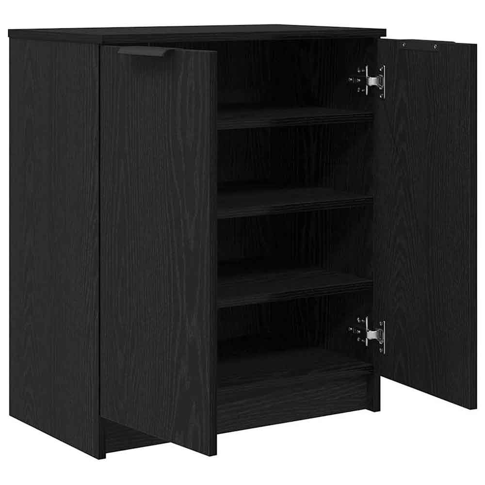 Clive Wooden Shoe Storage Cabinet With 2 Door In Black Oak