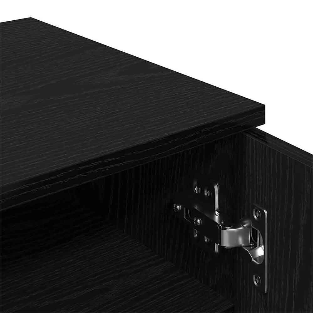 Clive Wooden Shoe Storage Cabinet With 2 Door In Black Oak
