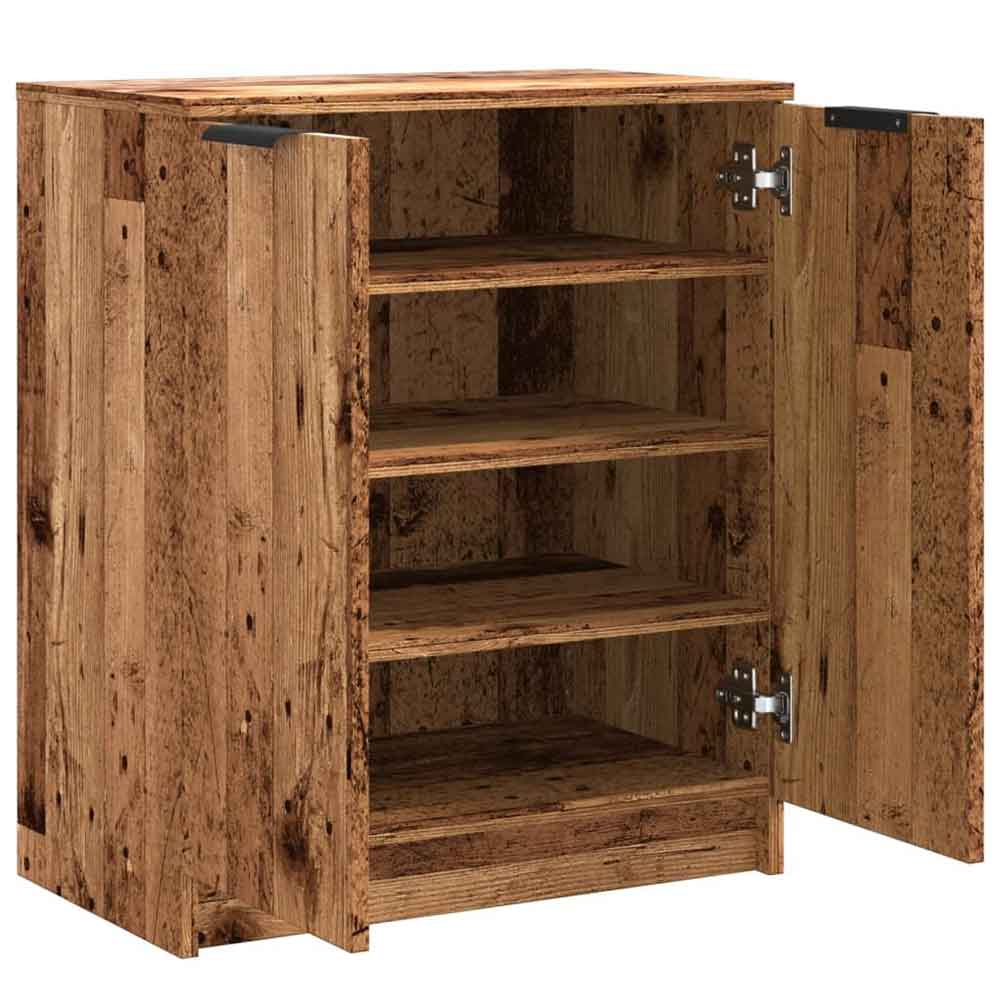 Clive Wooden Shoe Storage Cabinet With 2 Door In Old Wood