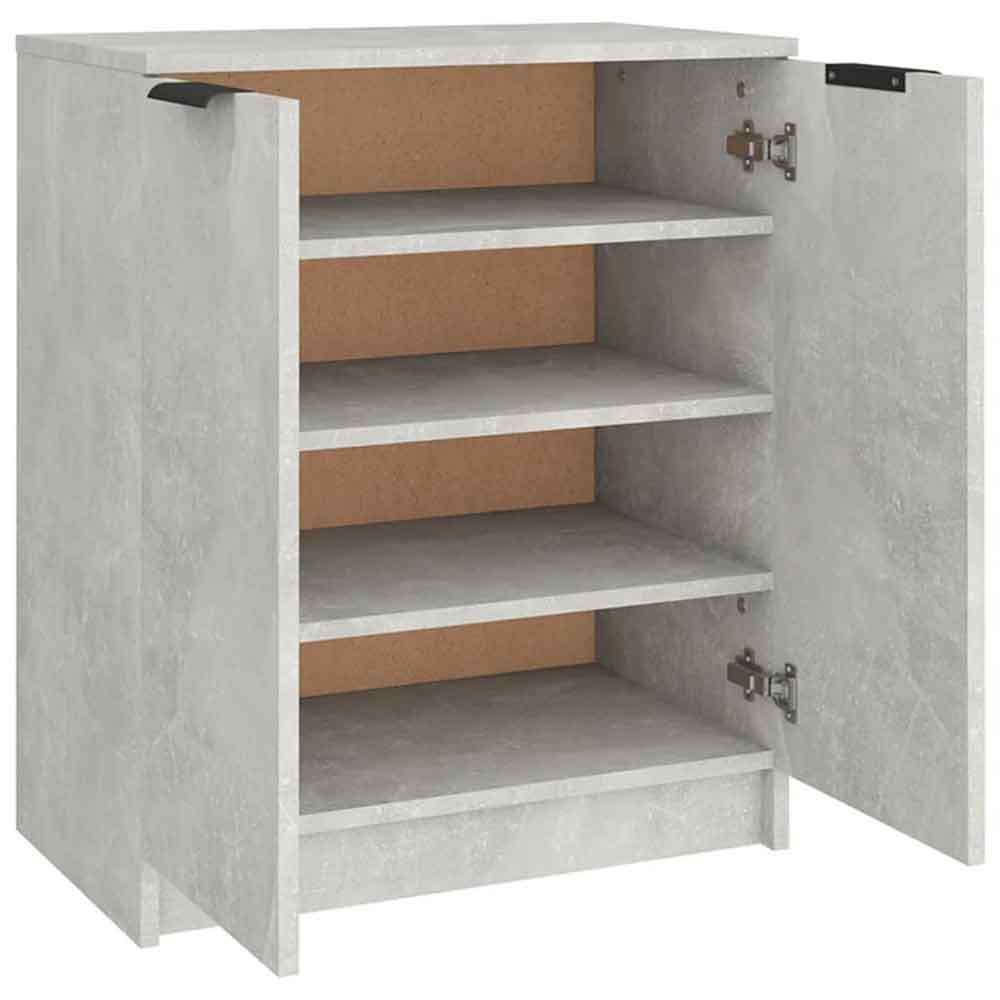 Clive Wooden Shoe Storage Cabinet With 2 Door In Concrete Grey