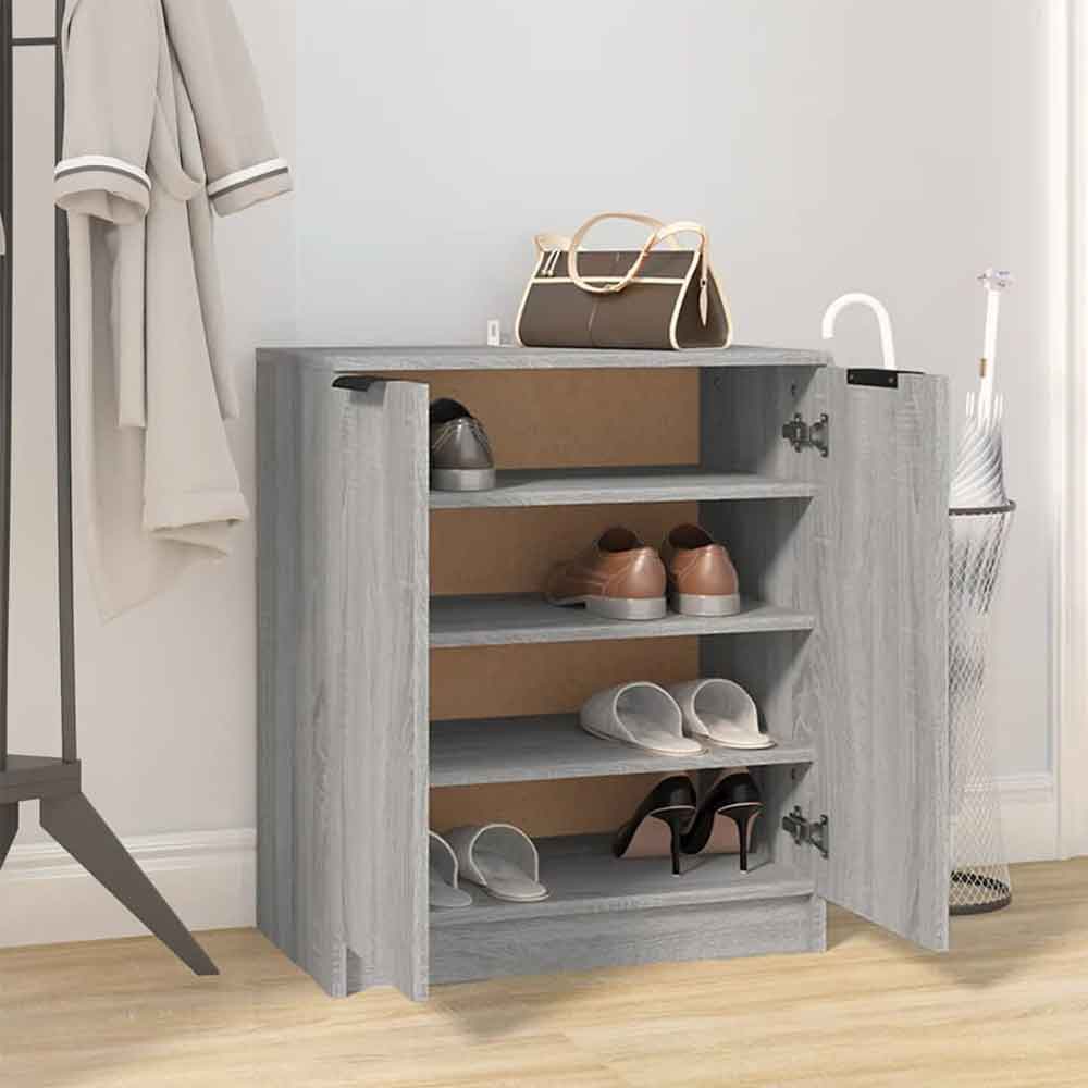 Clive Wooden Shoe Storage Cabinet With 2 Door In Grey Sonoma
