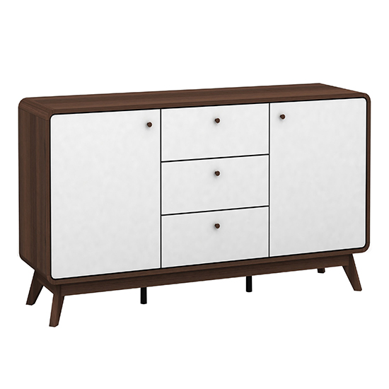 Clive Wooden Sideboard With 2 Doors 3 Drawers In Walnut And White