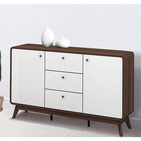 Read more about Clive wooden sideboard with 2 doors 3 drawers in walnut and white