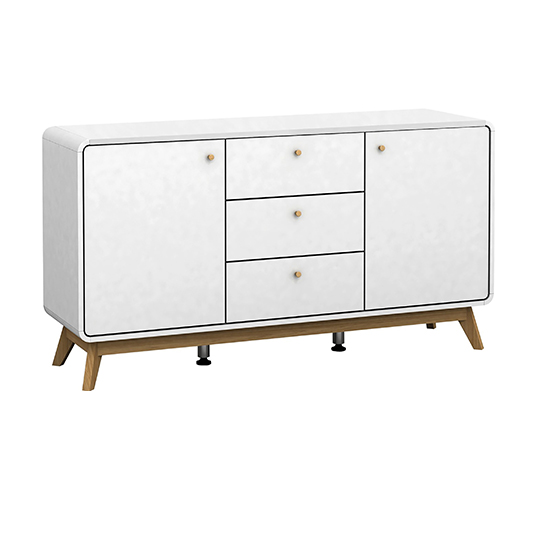 Clive Wooden Sideboard With 2 Doors 3 Drawers In White