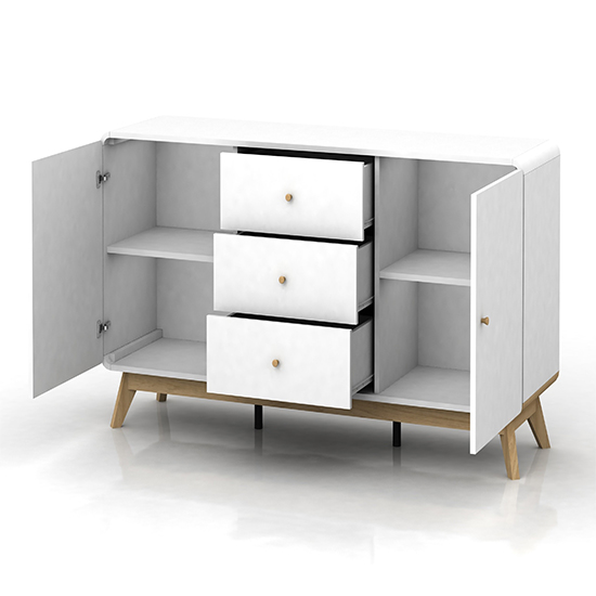 Clive Wooden Sideboard With 2 Doors 3 Drawers In White