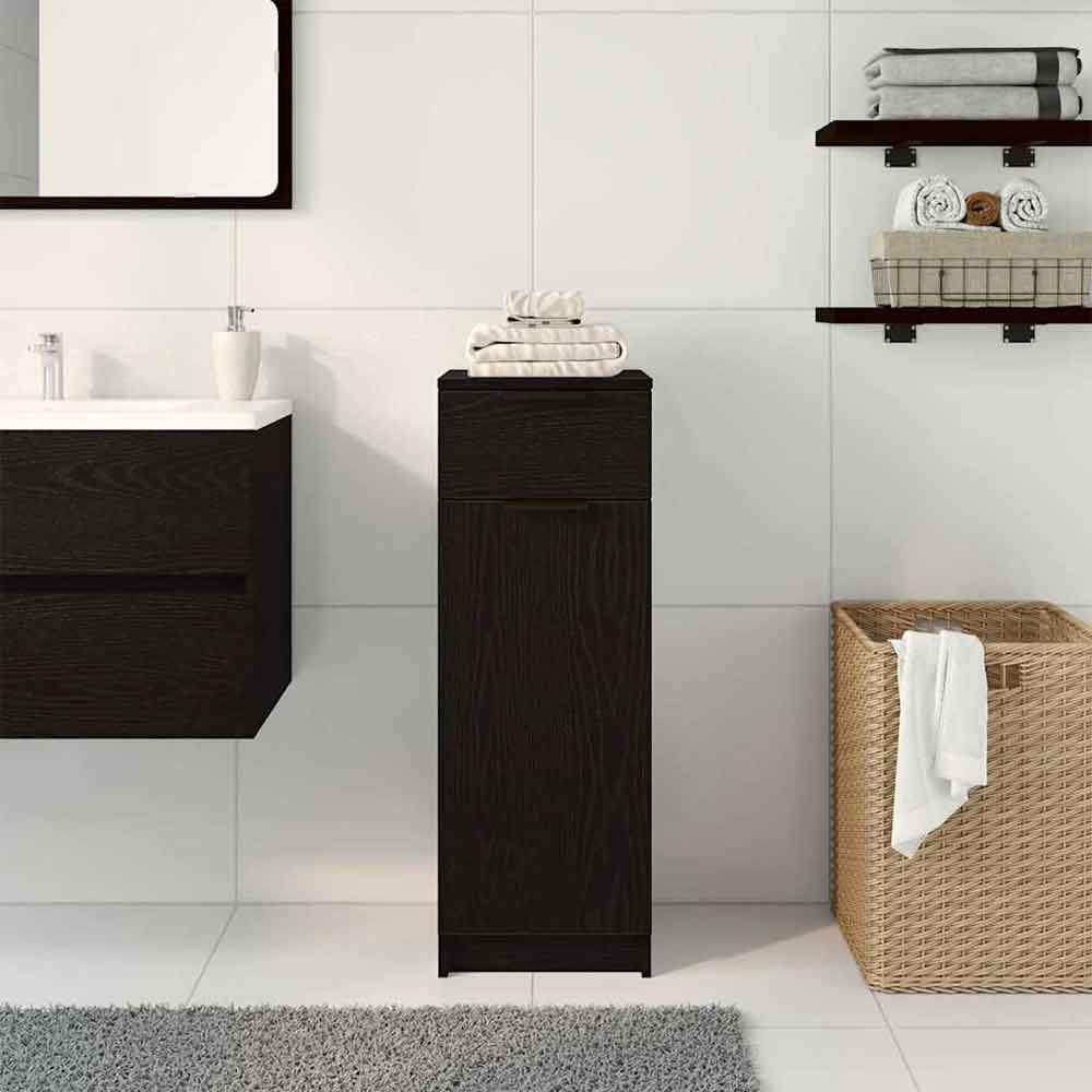 Clive Wooden Storage Cabinet With 1 Drawer 1 Door In Black Oak