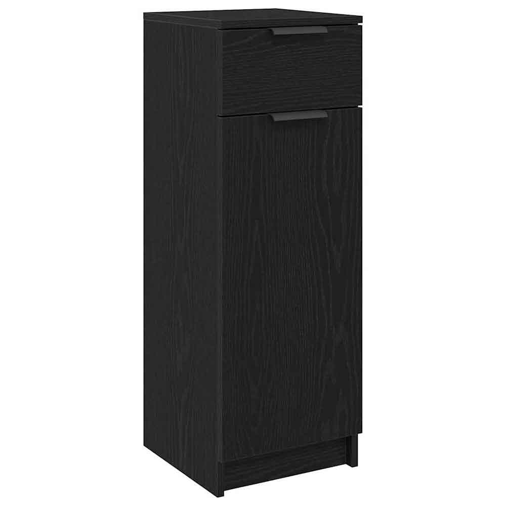 Clive Wooden Storage Cabinet With 1 Drawer 1 Door In Black Oak