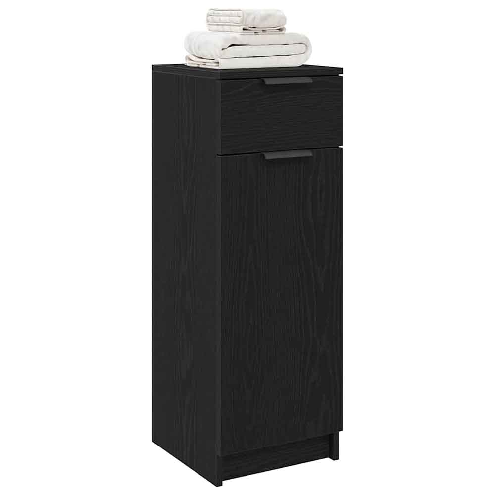Clive Wooden Storage Cabinet With 1 Drawer 1 Door In Black Oak