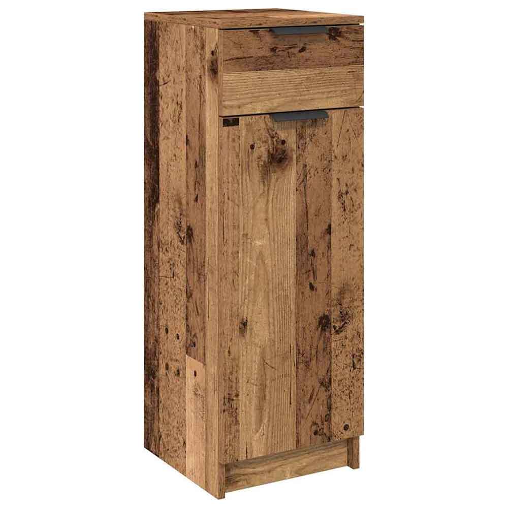 Clive Wooden Storage Cabinet With 1 Drawer 1 Door In Old Wood