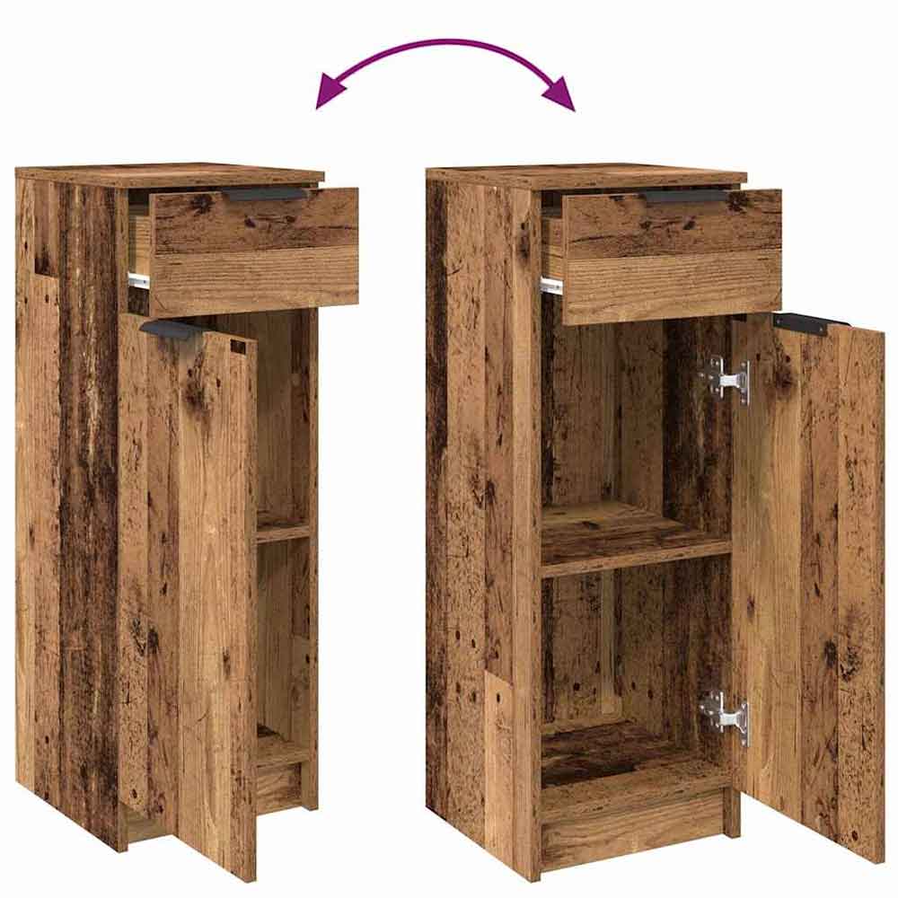 Clive Wooden Storage Cabinet With 1 Drawer 1 Door In Old Wood