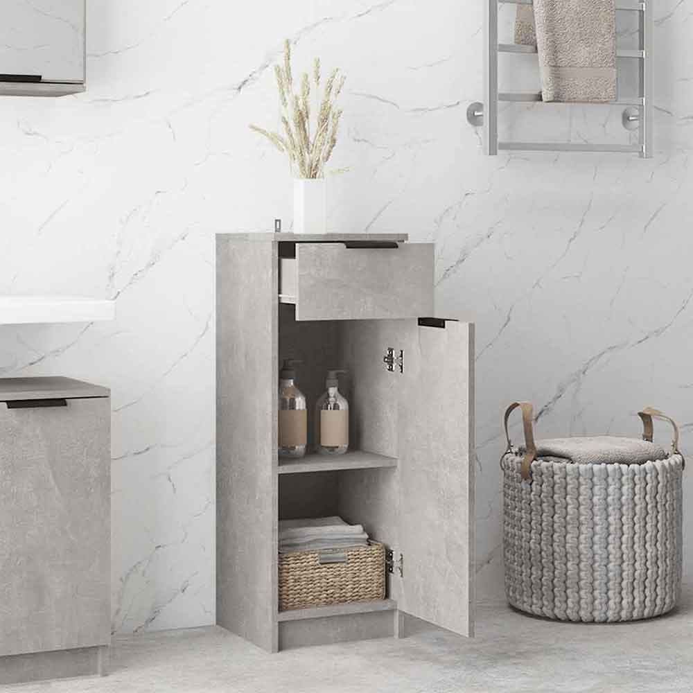 Clive Wooden Storage Cabinet With 1 Drawer 1 Door In Concrete Grey