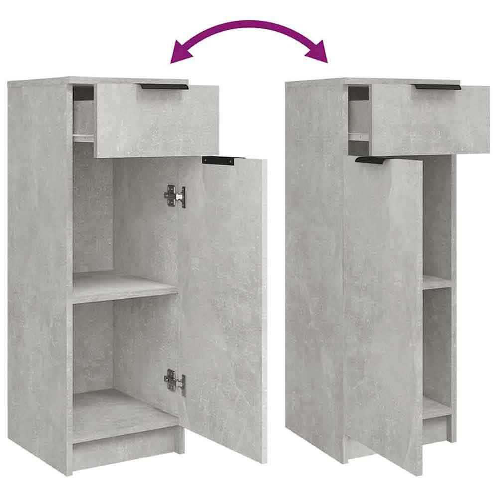 Clive Wooden Storage Cabinet With 1 Drawer 1 Door In Concrete Grey