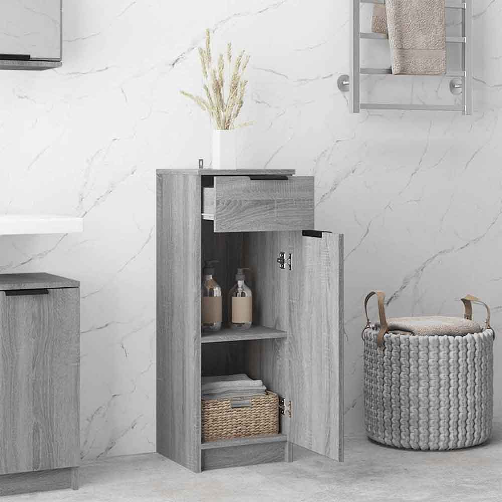 Clive Wooden Storage Cabinet With 1 Drawer 1 Door In Grey Sonoma