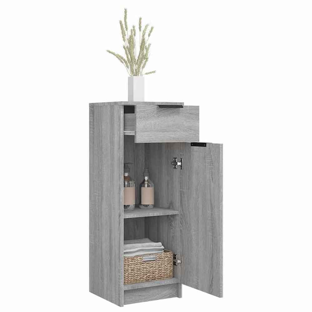 Clive Wooden Storage Cabinet With 1 Drawer 1 Door In Grey Sonoma