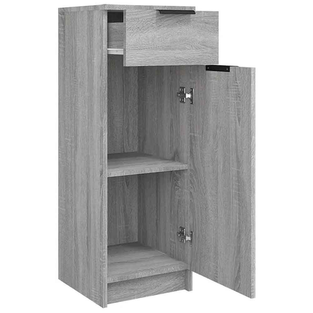 Clive Wooden Storage Cabinet With 1 Drawer 1 Door In Grey Sonoma
