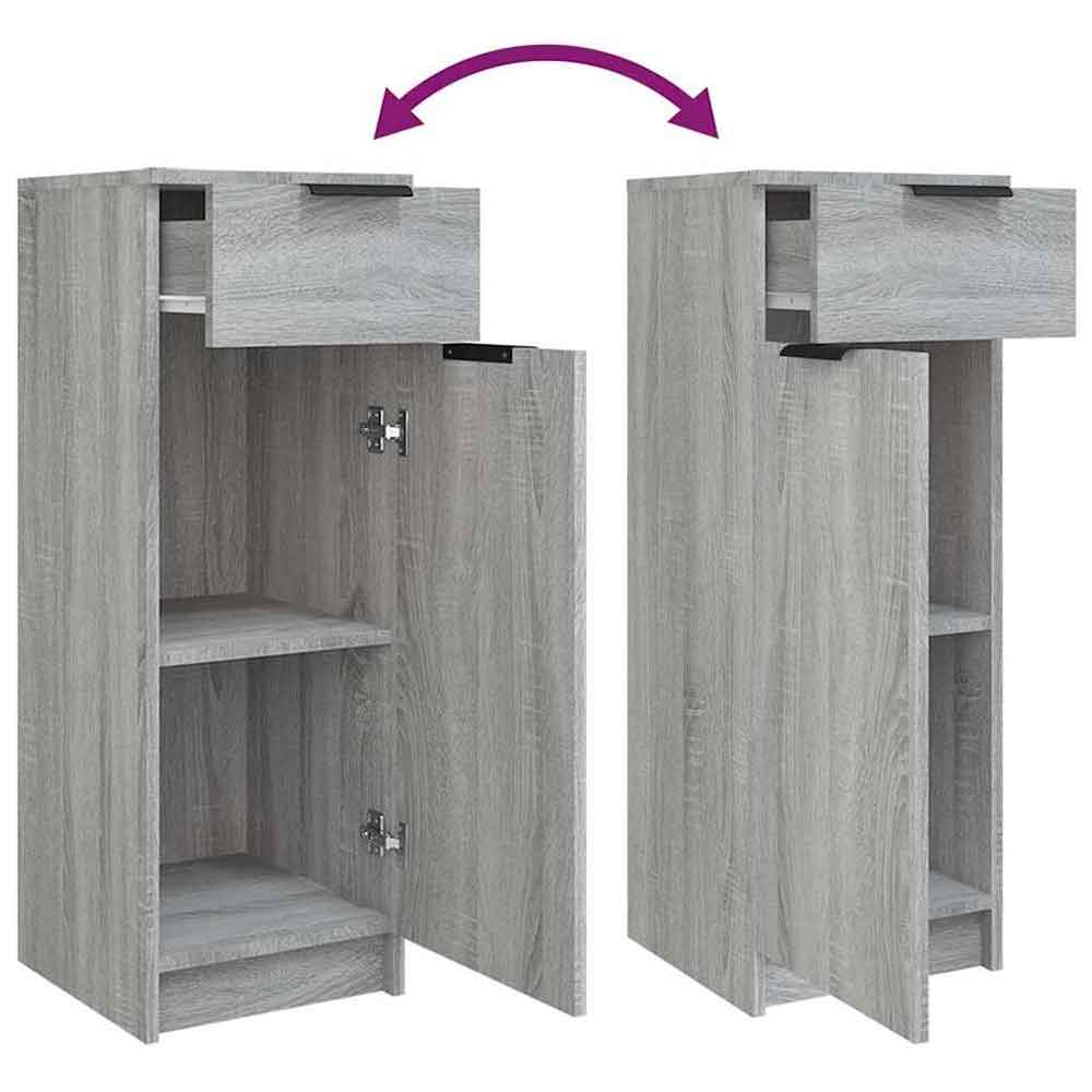 Clive Wooden Storage Cabinet With 1 Drawer 1 Door In Grey Sonoma