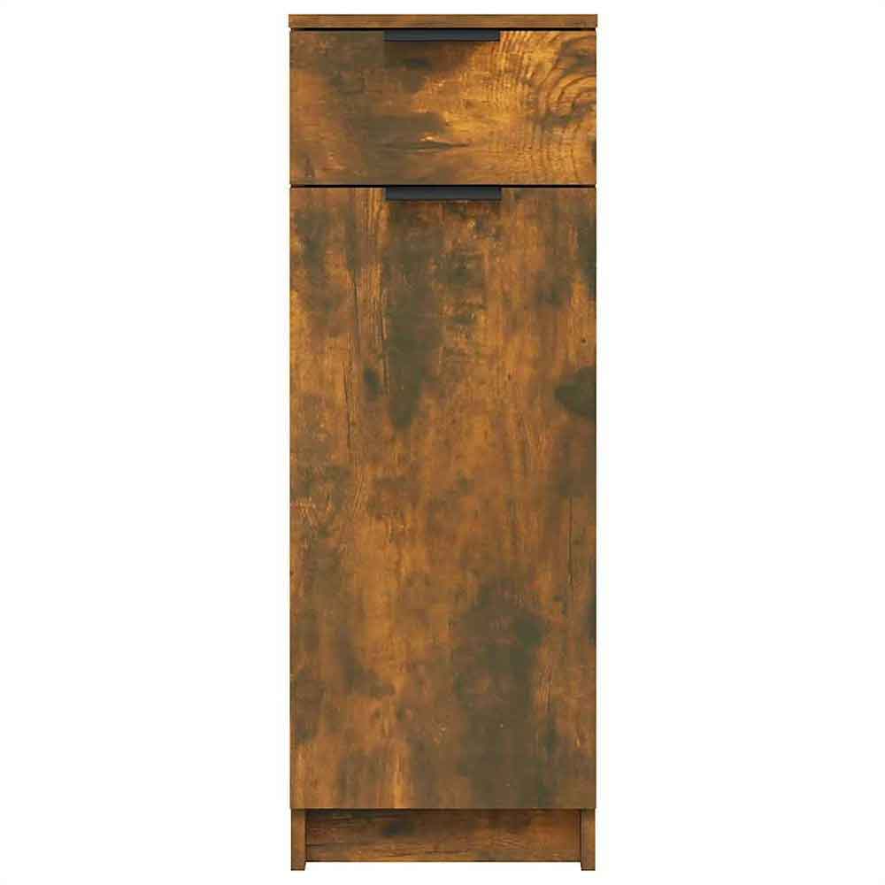 Clive Wooden Storage Cabinet With 1 Drawer 1 Door In Smoked Oak