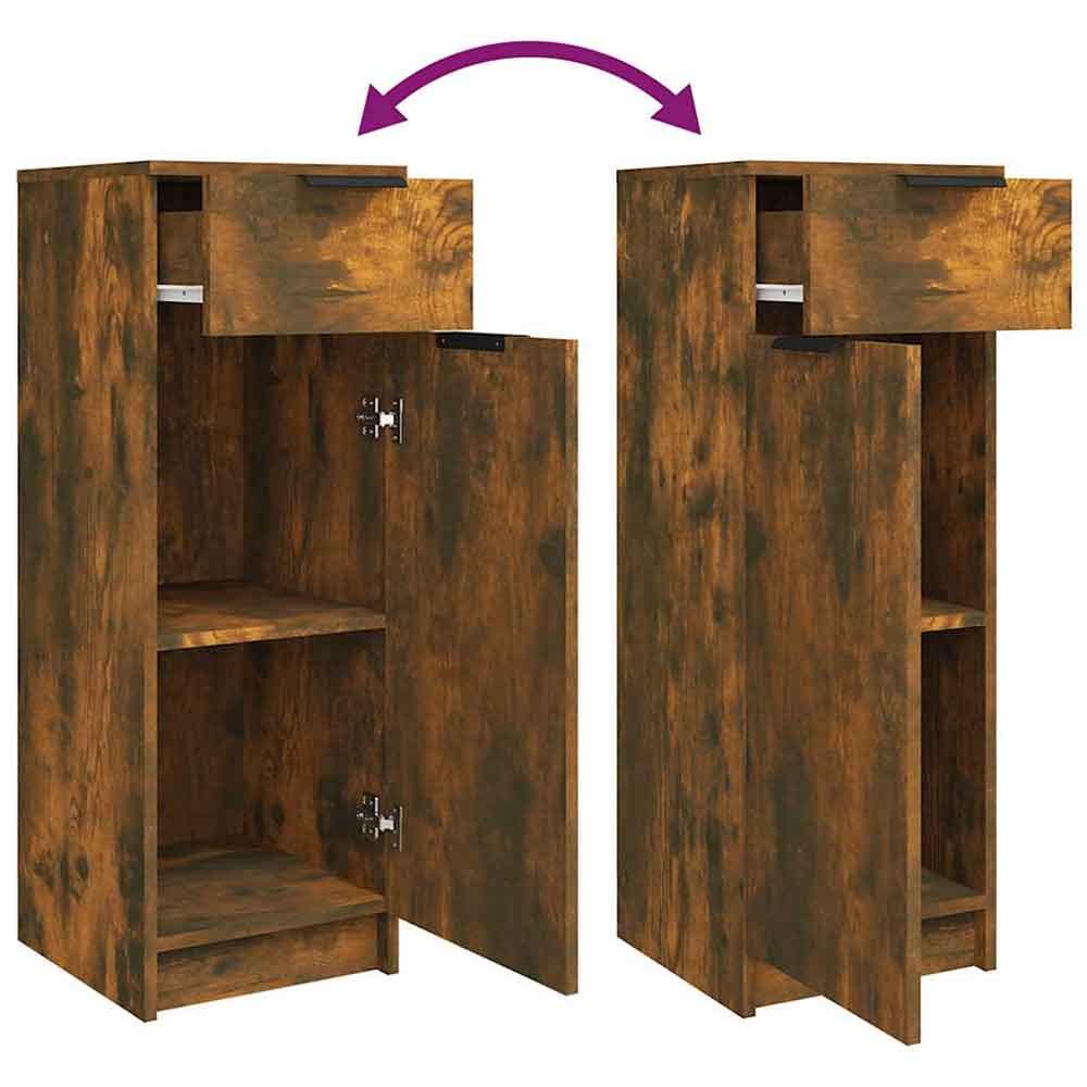 Clive Wooden Storage Cabinet With 1 Drawer 1 Door In Smoked Oak