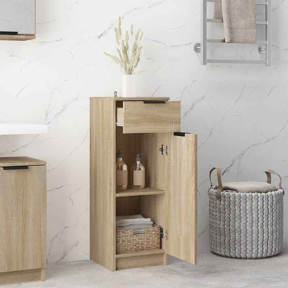 Clive Wooden Storage Cabinet With 1 Drawer 1 Door In Sonoma Oak