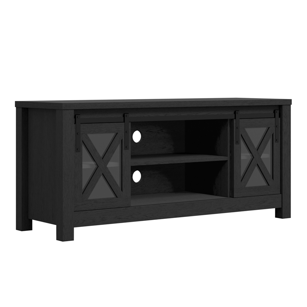 Clive Wooden TV Stand With 2 Doors In Black