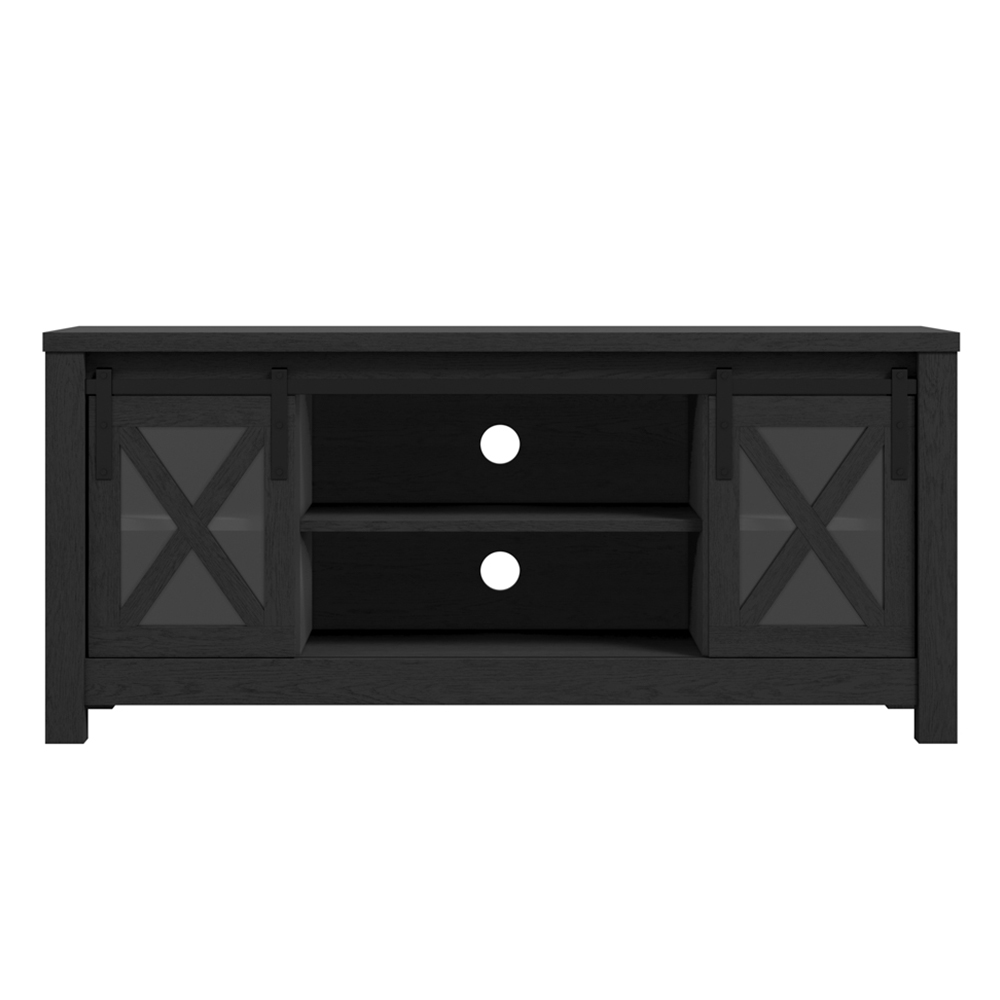 Clive Wooden TV Stand With 2 Doors In Black