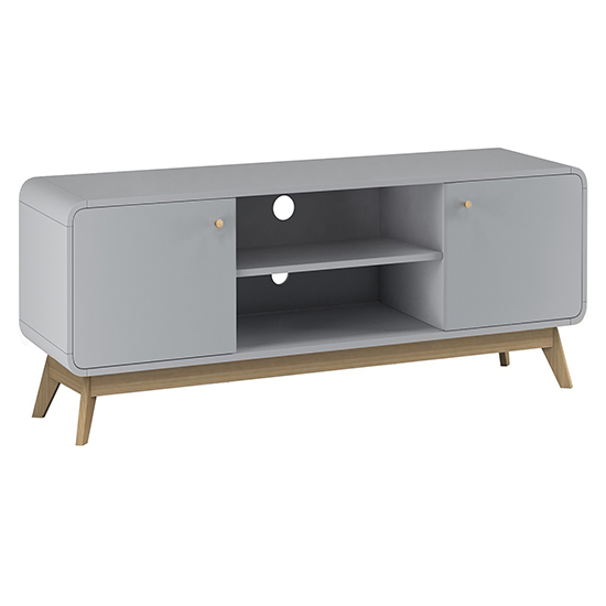 Clive Wooden TV Stand With 2 Doors In Grey