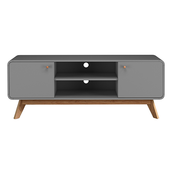 Clive Wooden TV Stand With 2 Doors In Grey