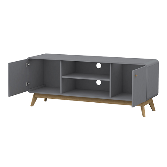 Clive Wooden TV Stand With 2 Doors In Grey
