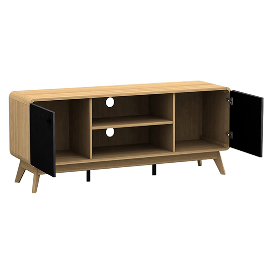 Clive Wooden TV Stand With 2 Doors In Oak And Black