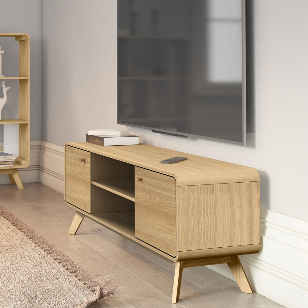 Clive Wooden TV Stand with 2 Doors in Oak