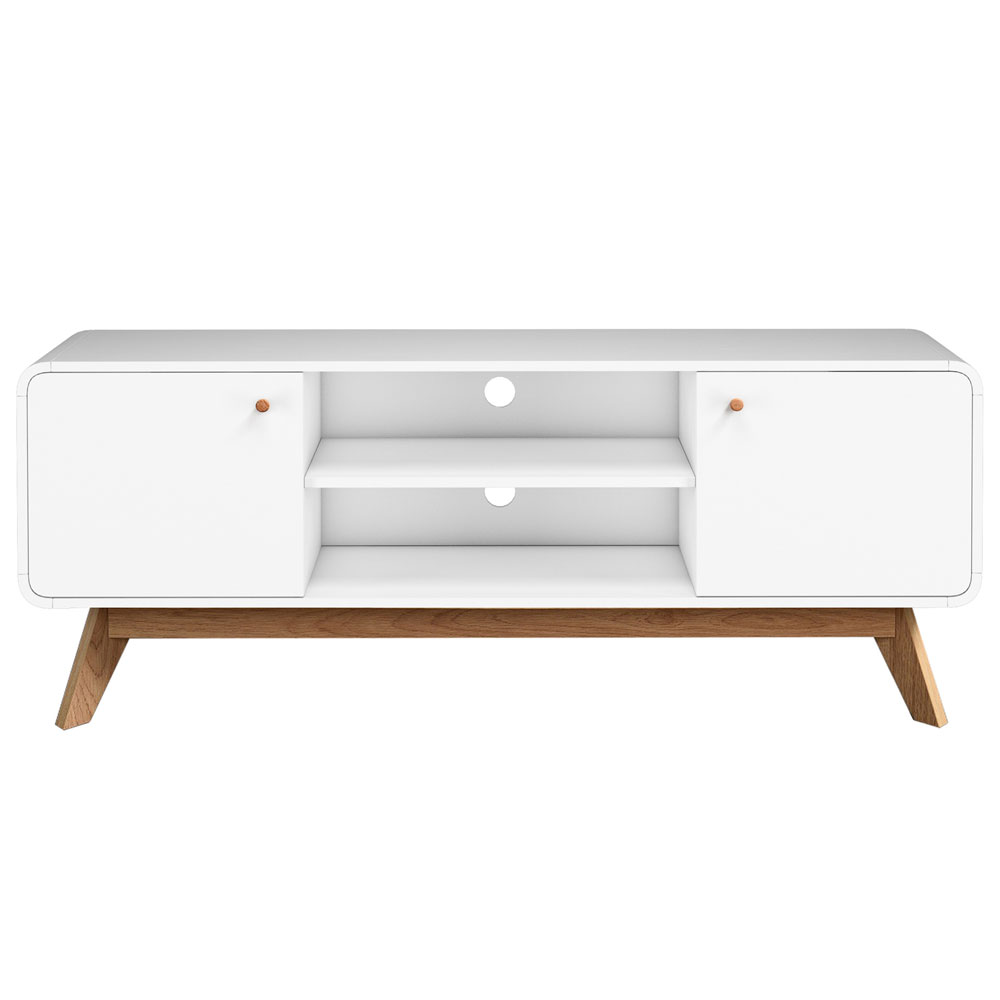 Clive Wooden TV Stand with 2 Doors in White