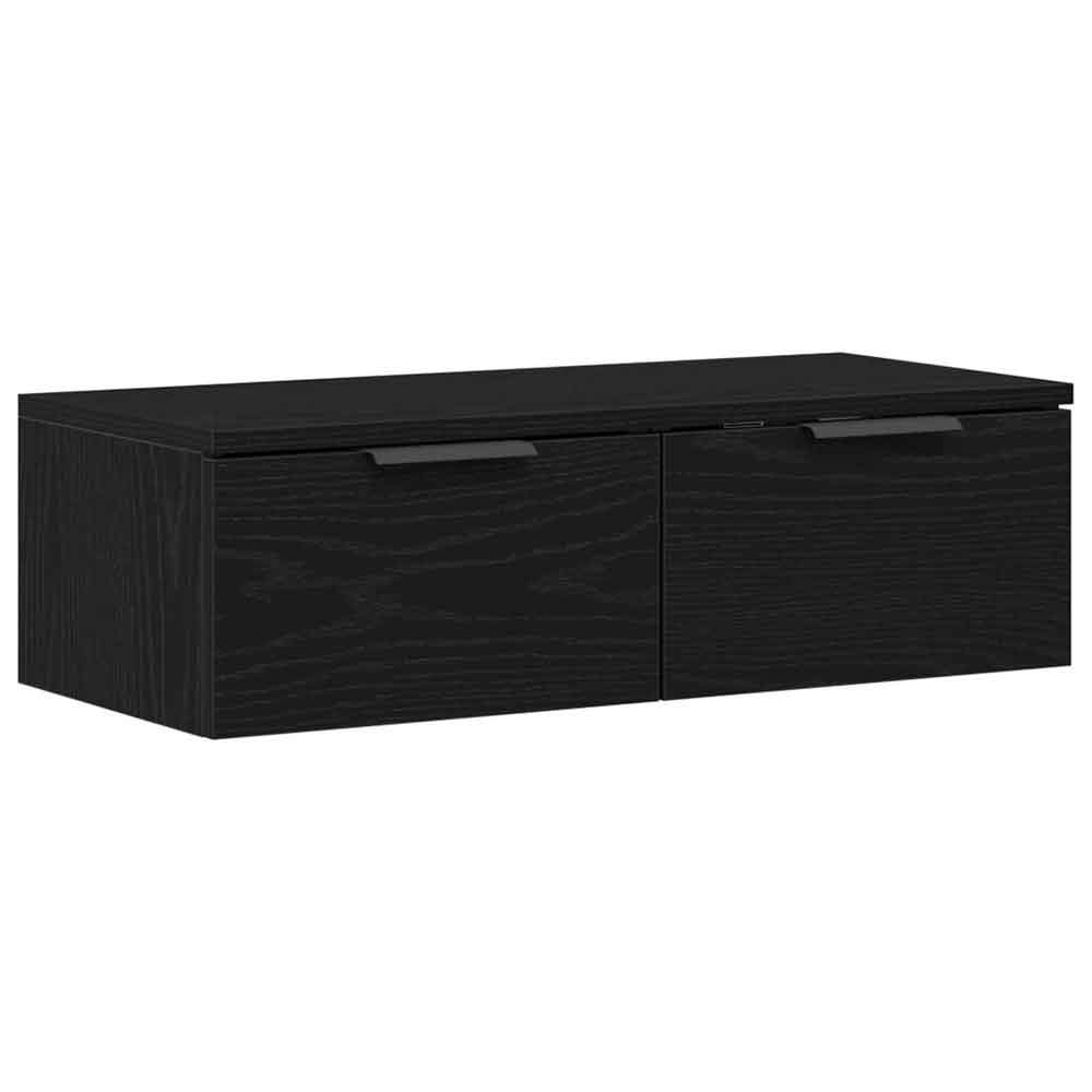 Clive Wooden TV Stand With 2 Drawer In Black Oak