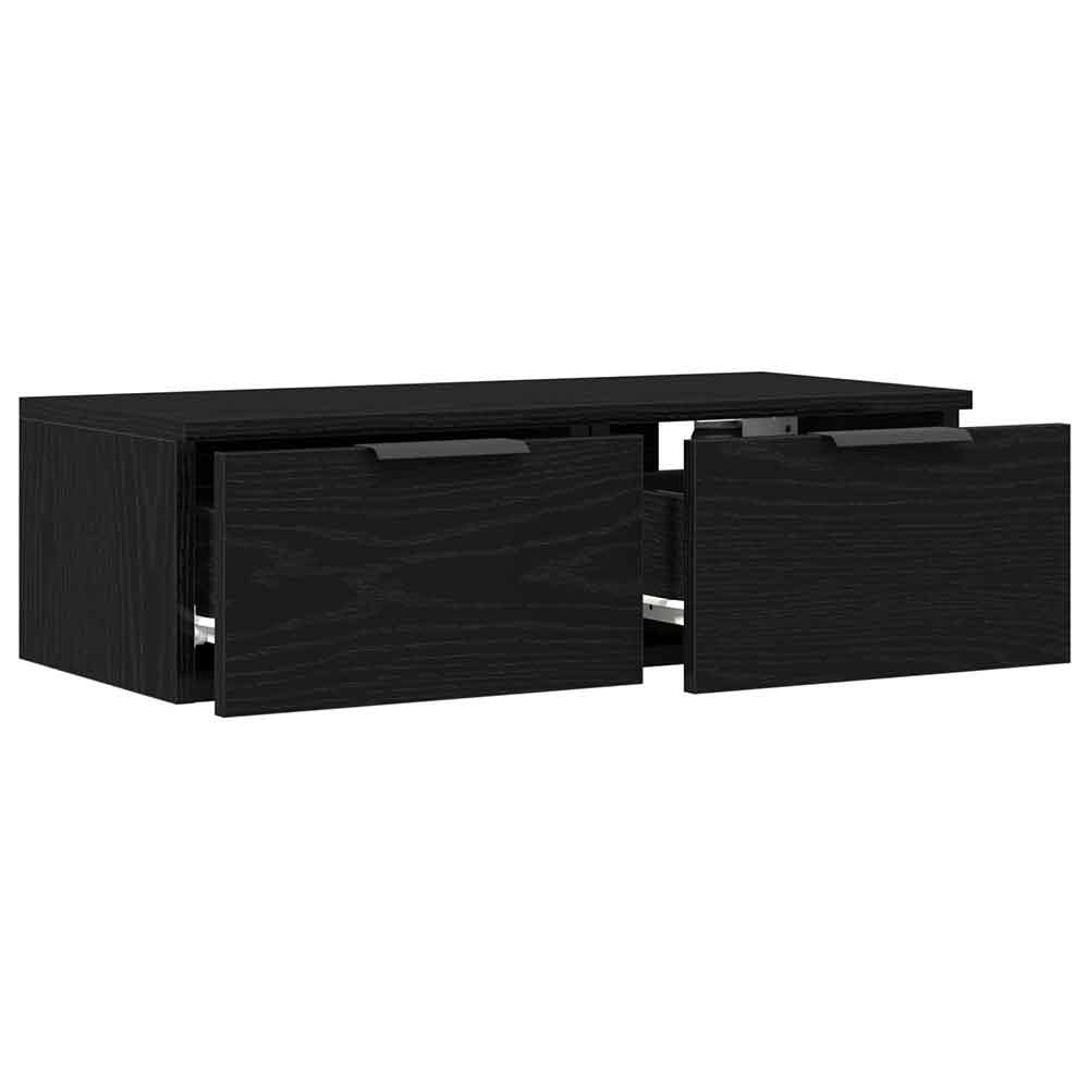 Clive Wooden TV Stand With 2 Drawer In Black Oak