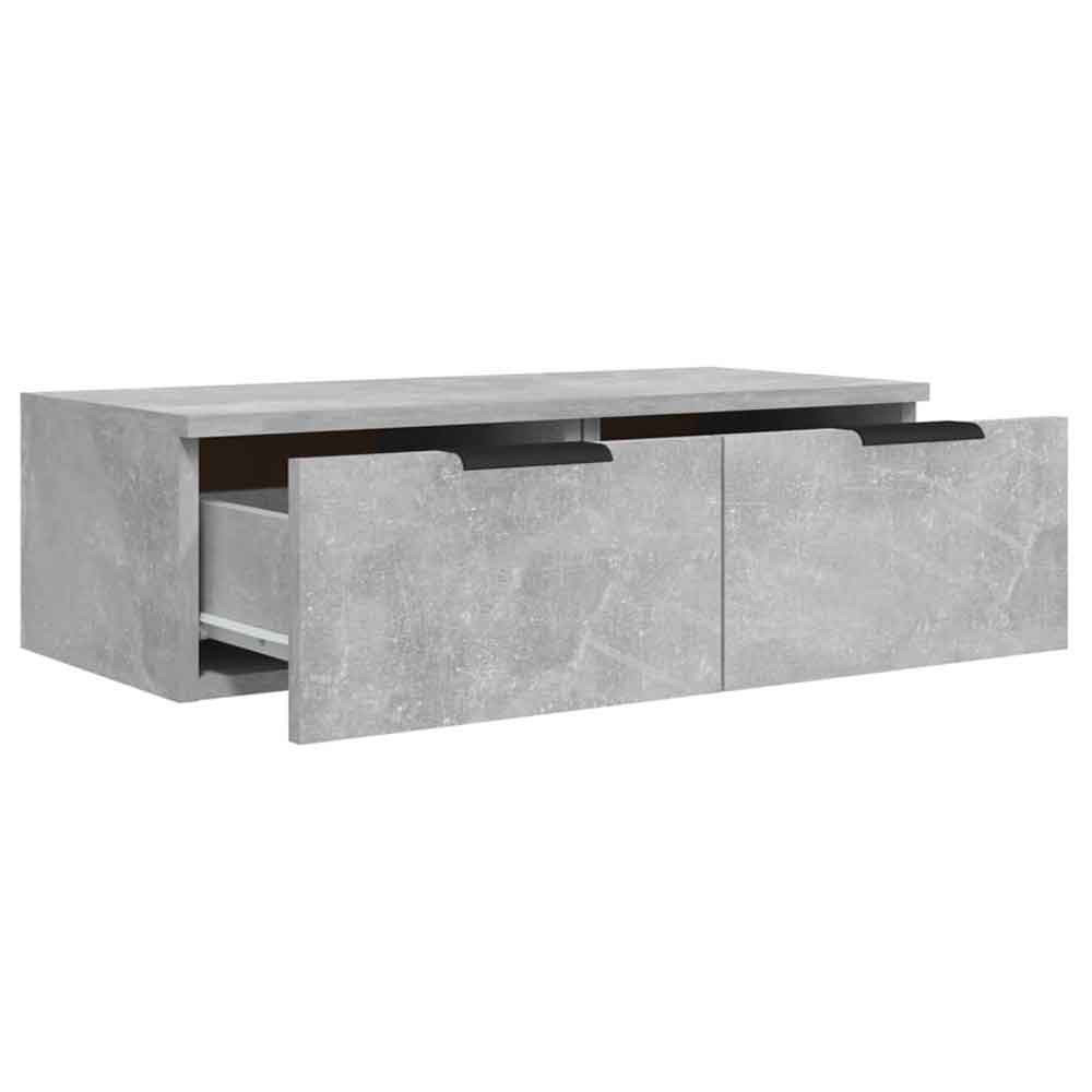 Clive Wooden TV Stand With 2 Drawer In Concrete Grey