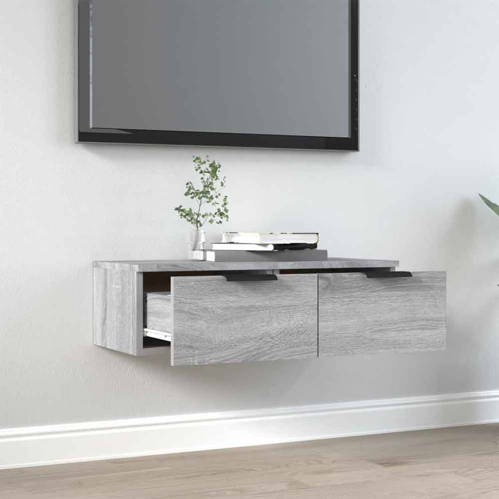 Clive Wooden TV Stand With 2 Drawer In Grey Sonoma