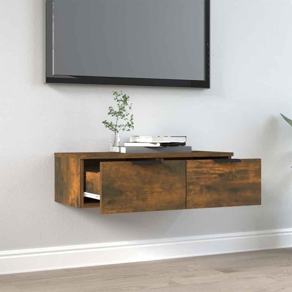 Clive Wooden TV Stand With 2 Drawer In Smoked Oak