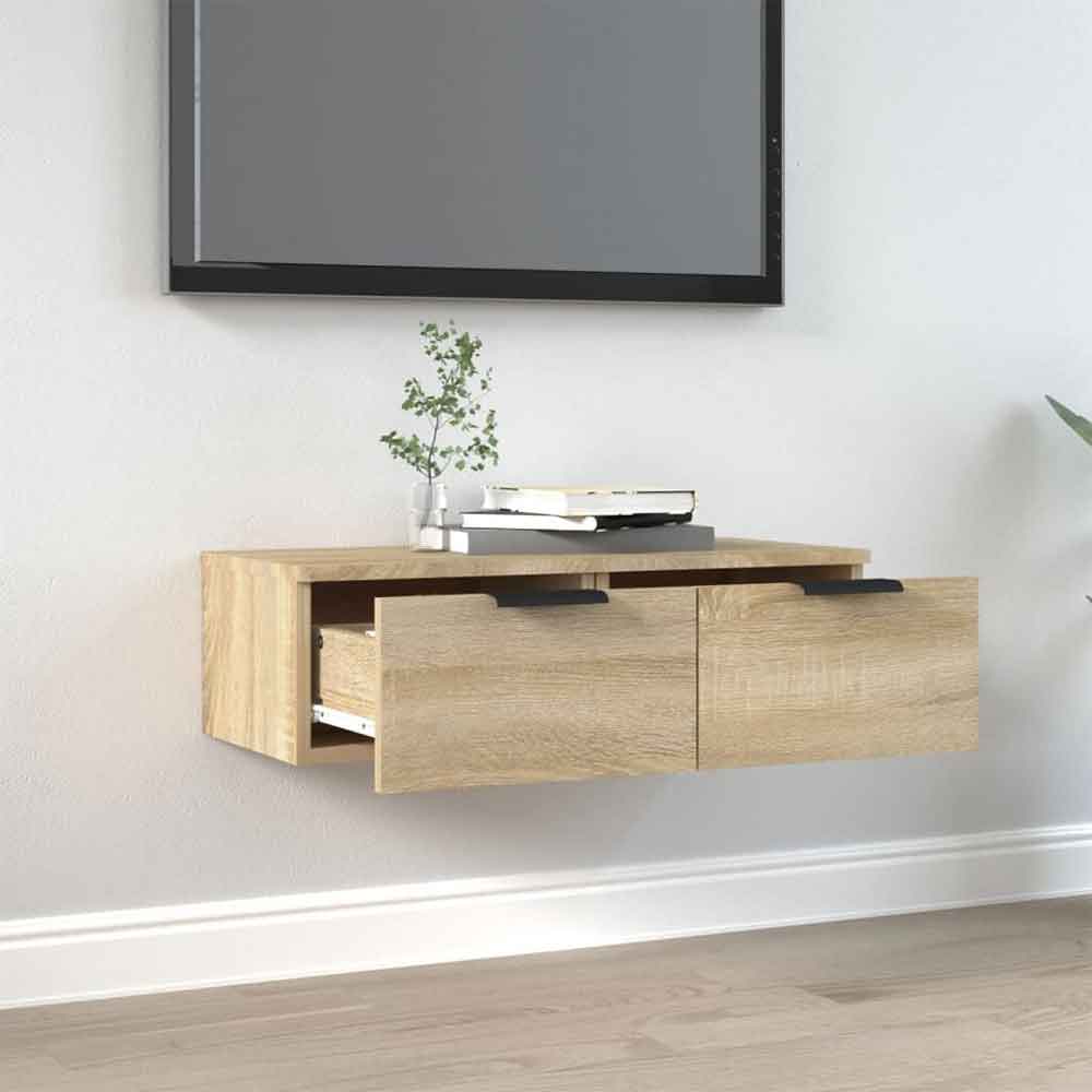 Clive Wooden TV Stand With 2 Drawer In Sonoma Oak